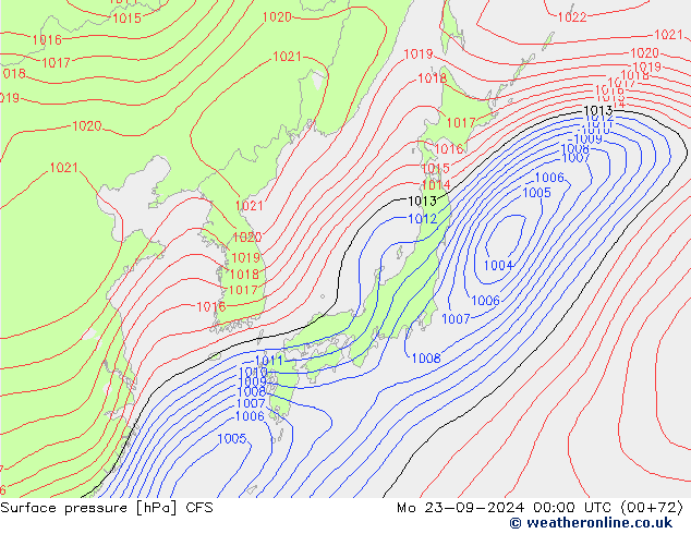 Luchtdruk (Grond) CFS ma 23.09.2024 00 UTC