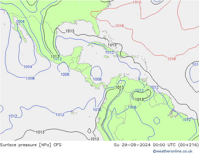 Atmosférický tlak CFS Ne 29.09.2024 00 UTC