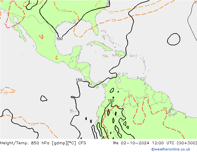 Height/Temp. 850 hPa CFS We 02.10.2024 12 UTC