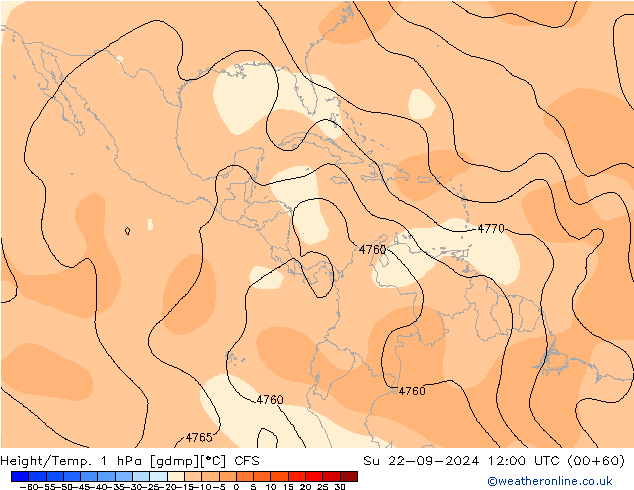 Height/Temp. 1 гПа CFS Вс 22.09.2024 12 UTC