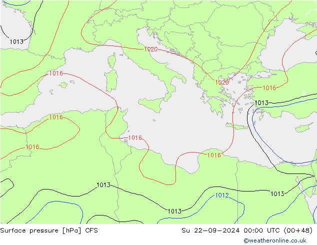 Surface pressure CFS Su 22.09.2024 00 UTC