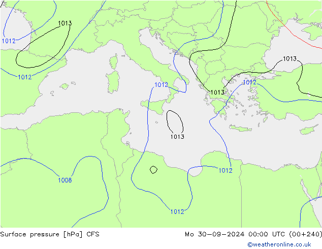 Presión superficial CFS lun 30.09.2024 00 UTC