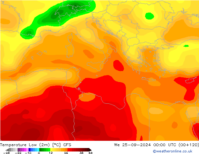 Temperature Low (2m) CFS We 25.09.2024 00 UTC