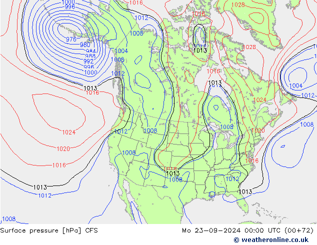 приземное давление CFS пн 23.09.2024 00 UTC