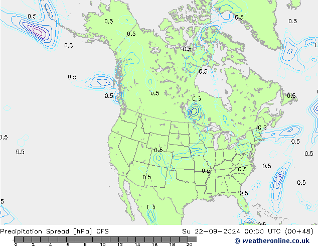 Precipitation Spread CFS Su 22.09.2024 00 UTC