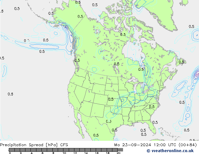 Niederschlag  Spread CFS Mo 23.09.2024 12 UTC