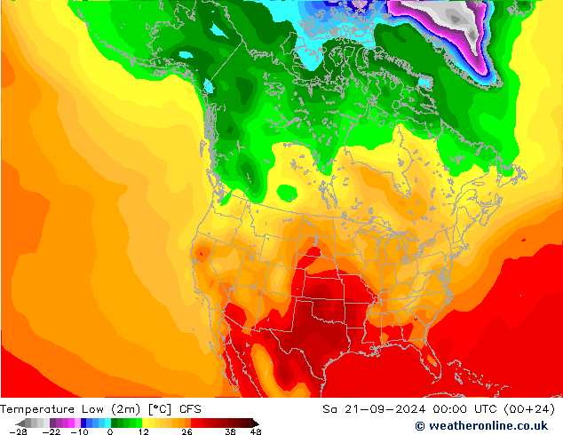 Temperatura mín. (2m) CFS sáb 21.09.2024 00 UTC