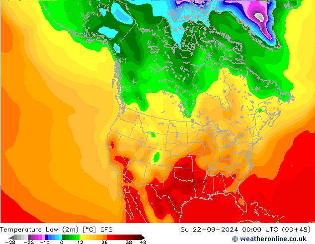 Temperatura mín. (2m) CFS dom 22.09.2024 00 UTC