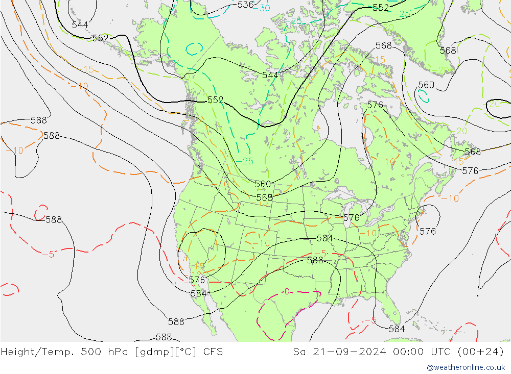 Height/Temp. 500 hPa CFS sab 21.09.2024 00 UTC