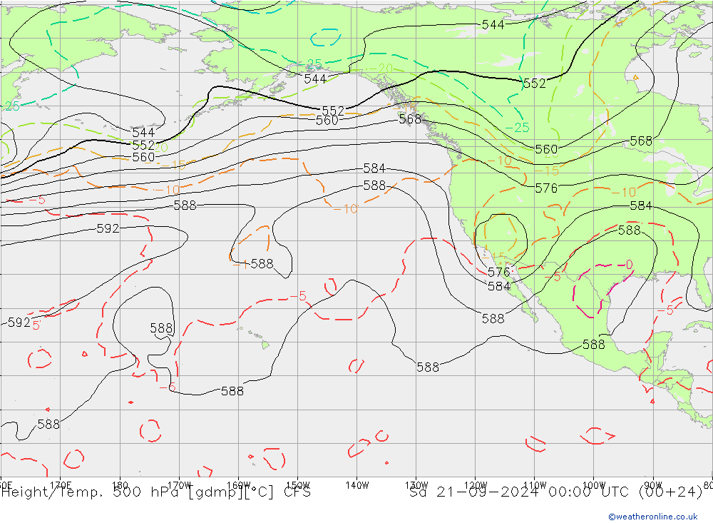 Height/Temp. 500 гПа CFS сб 21.09.2024 00 UTC