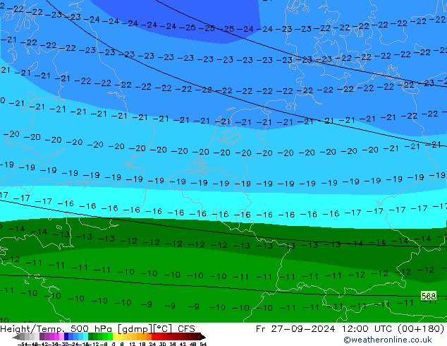 Height/Temp. 500 hPa CFS  27.09.2024 12 UTC