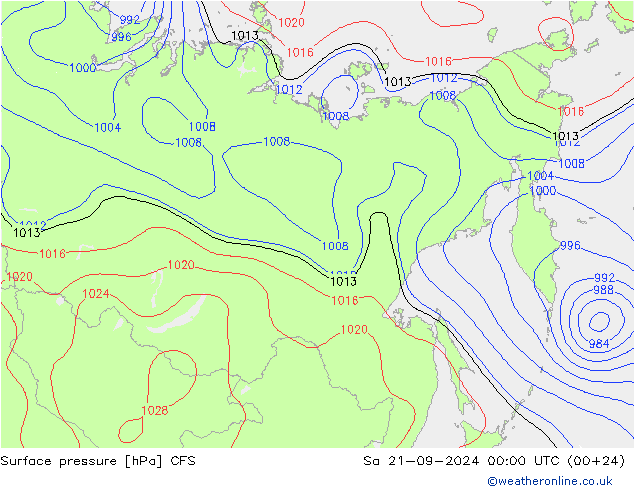 Surface pressure CFS Sa 21.09.2024 00 UTC