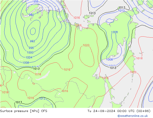 приземное давление CFS вт 24.09.2024 00 UTC