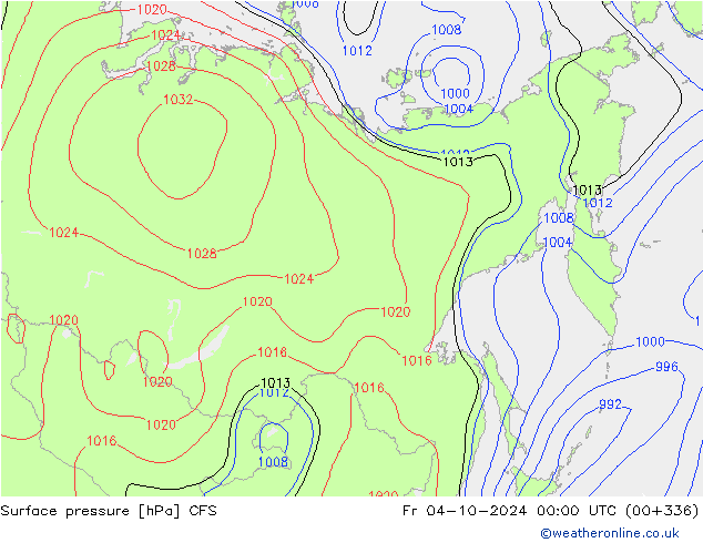 Atmosférický tlak CFS Pá 04.10.2024 00 UTC