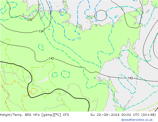 Hoogte/Temp. 850 hPa CFS zo 22.09.2024 00 UTC