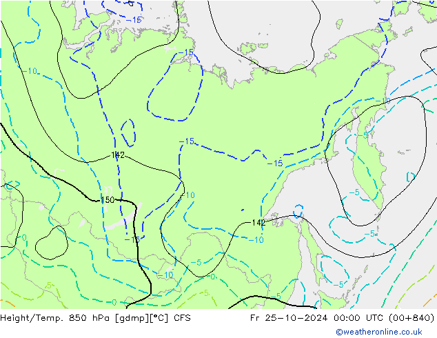 Height/Temp. 850 hPa CFS Sex 25.10.2024 00 UTC