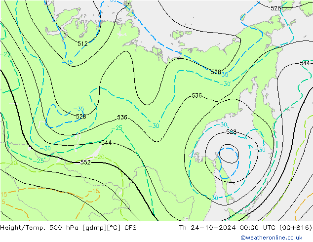 Height/Temp. 500 hPa CFS Qui 24.10.2024 00 UTC