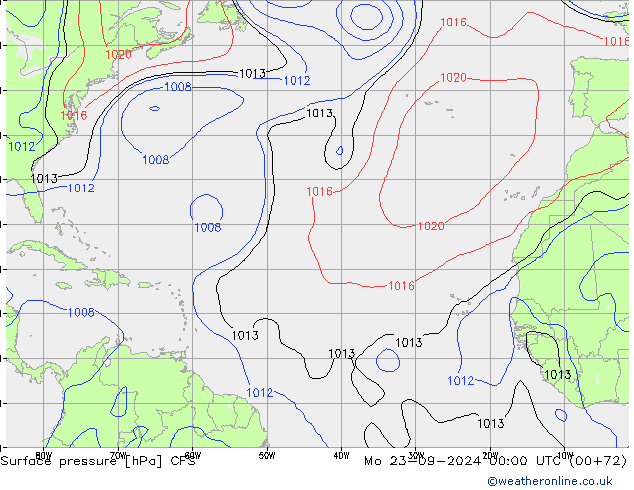 Pressione al suolo CFS lun 23.09.2024 00 UTC