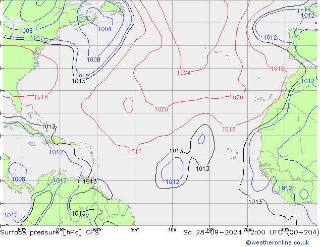 Surface pressure CFS Sa 28.09.2024 12 UTC