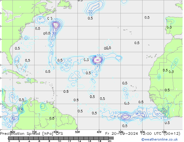 Precipitation Spread CFS Fr 20.09.2024 12 UTC