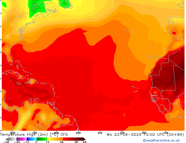 Темпер. макс 2т CFS пн 23.09.2024 12 UTC