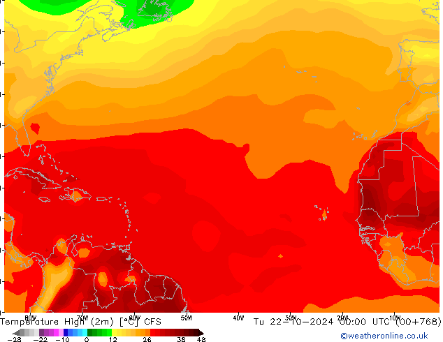 Temperature High (2m) CFS Tu 22.10.2024 00 UTC