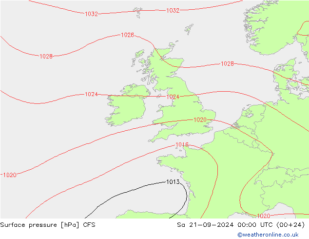 Surface pressure CFS Sa 21.09.2024 00 UTC