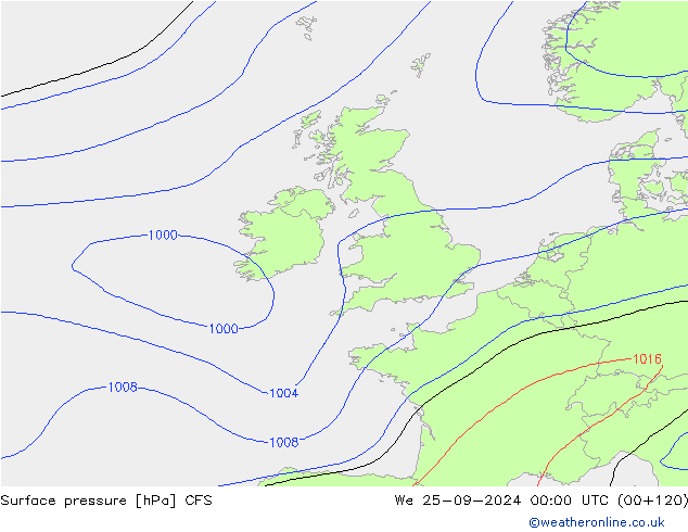 Surface pressure CFS We 25.09.2024 00 UTC