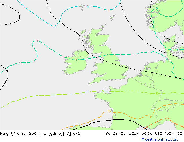 Height/Temp. 850 hPa CFS sab 28.09.2024 00 UTC