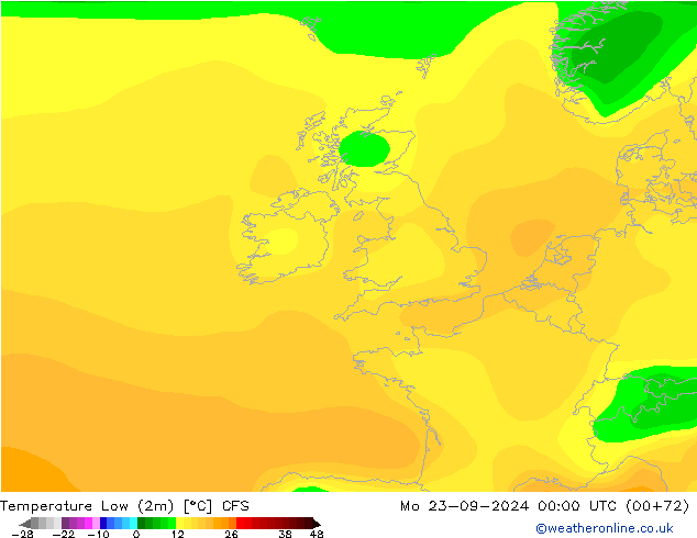 Temperature Low (2m) CFS Mo 23.09.2024 00 UTC