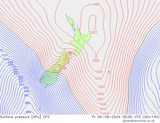 Surface pressure CFS Th 26.09.2024 00 UTC