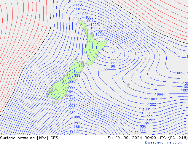 Surface pressure CFS Su 29.09.2024 00 UTC