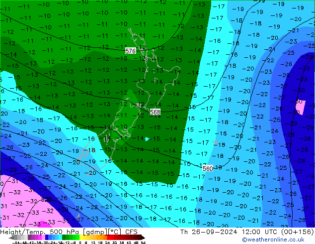 Height/Temp. 500 гПа CFS чт 26.09.2024 12 UTC