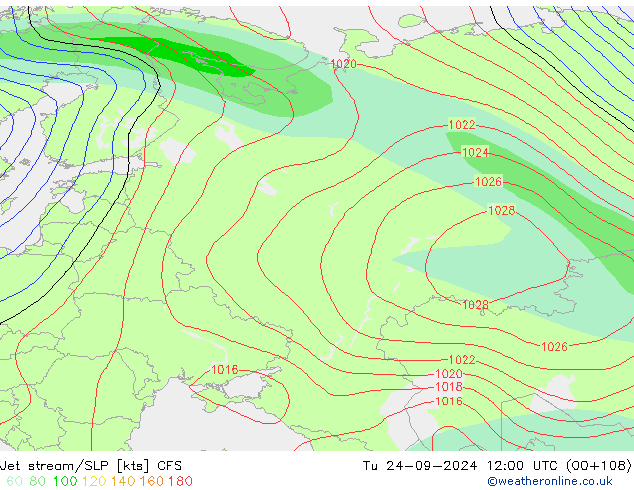 джет/приземное давление CFS вт 24.09.2024 12 UTC