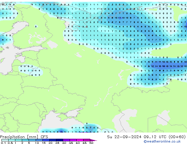 Yağış CFS Paz 22.09.2024 12 UTC