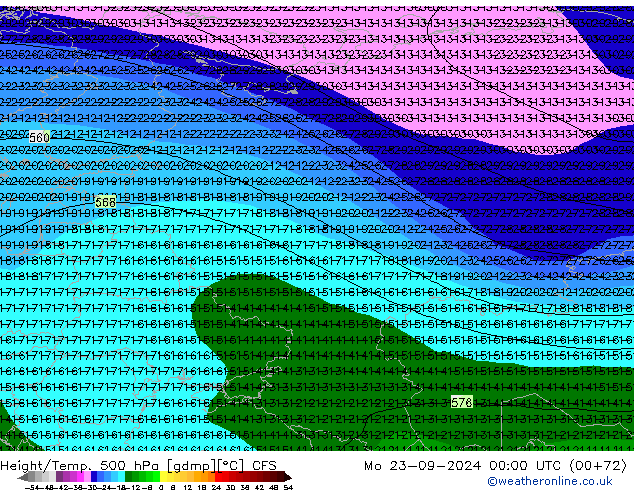 Height/Temp. 500 hPa CFS Seg 23.09.2024 00 UTC