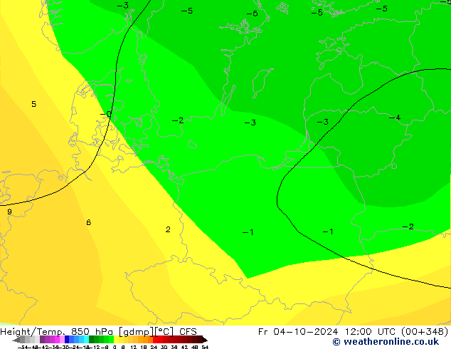 Height/Temp. 850 гПа CFS пт 04.10.2024 12 UTC