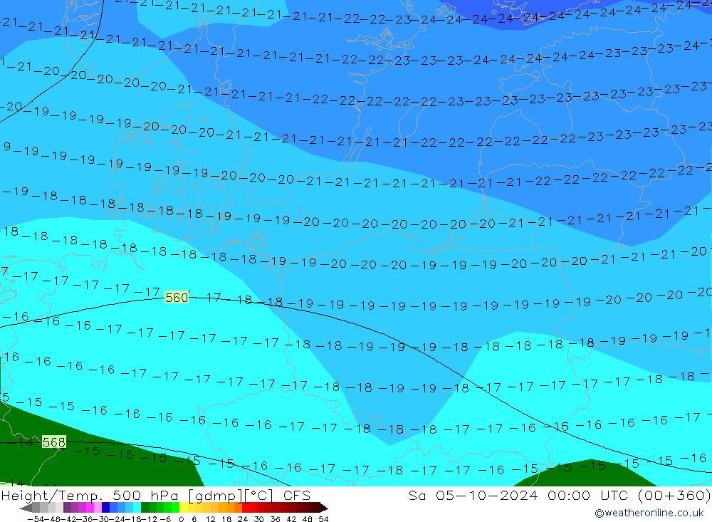 Height/Temp. 500 гПа CFS сб 05.10.2024 00 UTC