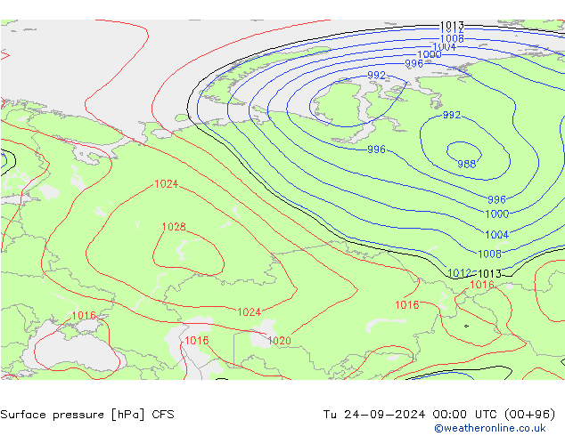 Surface pressure CFS Tu 24.09.2024 00 UTC