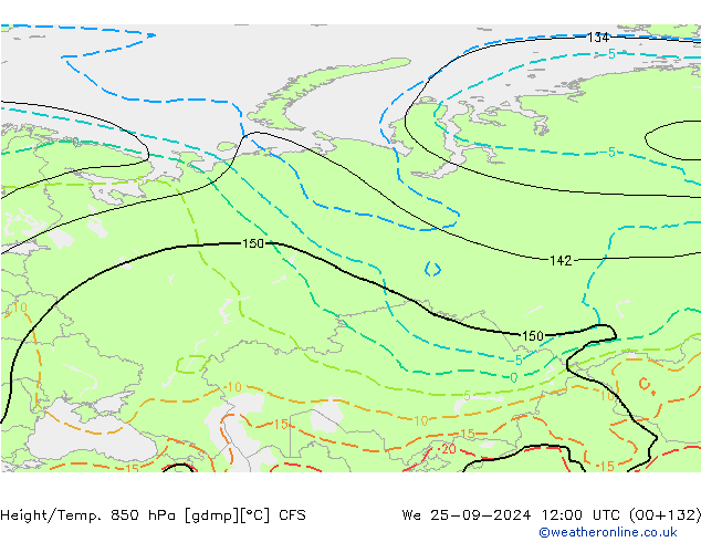 Height/Temp. 850 hPa CFS We 25.09.2024 12 UTC