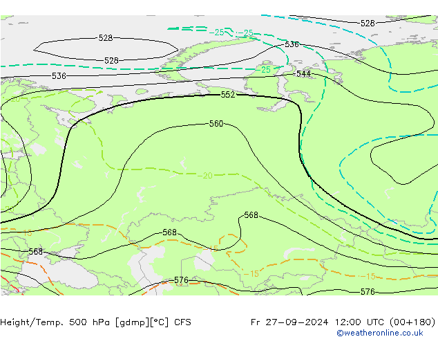 Height/Temp. 500 hPa CFS  27.09.2024 12 UTC