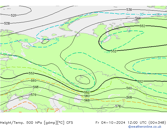 Height/Temp. 500 гПа CFS пт 04.10.2024 12 UTC