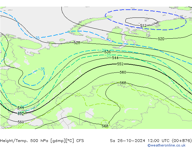 Géop./Temp. 500 hPa CFS sam 26.10.2024 12 UTC