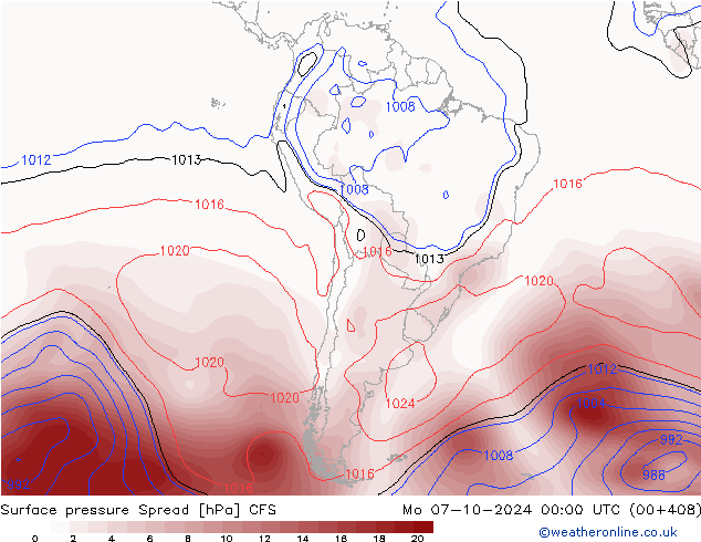 Atmosférický tlak Spread CFS Po 07.10.2024 00 UTC