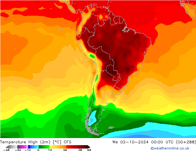 Temperature High (2m) CFS We 02.10.2024 00 UTC