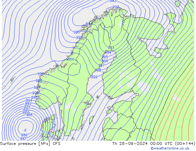 Surface pressure CFS Th 26.09.2024 00 UTC