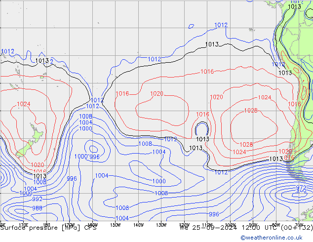 Luchtdruk (Grond) CFS wo 25.09.2024 12 UTC