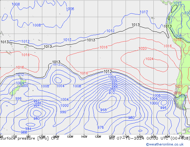 Atmosférický tlak CFS Po 07.10.2024 00 UTC