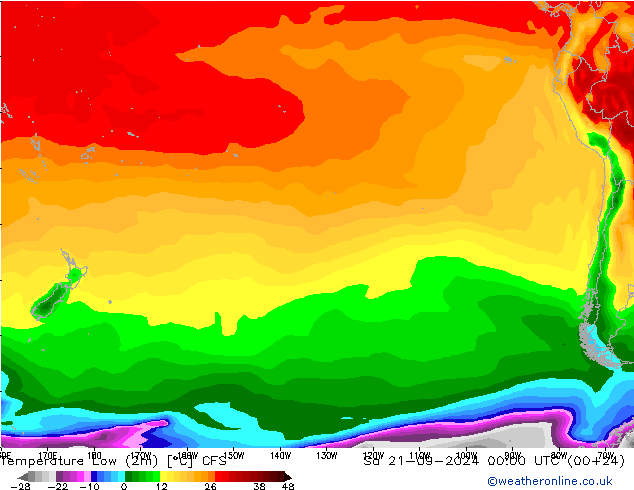 Temperature Low (2m) CFS Sa 21.09.2024 00 UTC