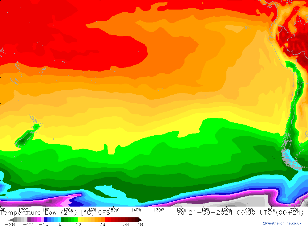 Temperatura mín. (2m) CFS sáb 21.09.2024 00 UTC